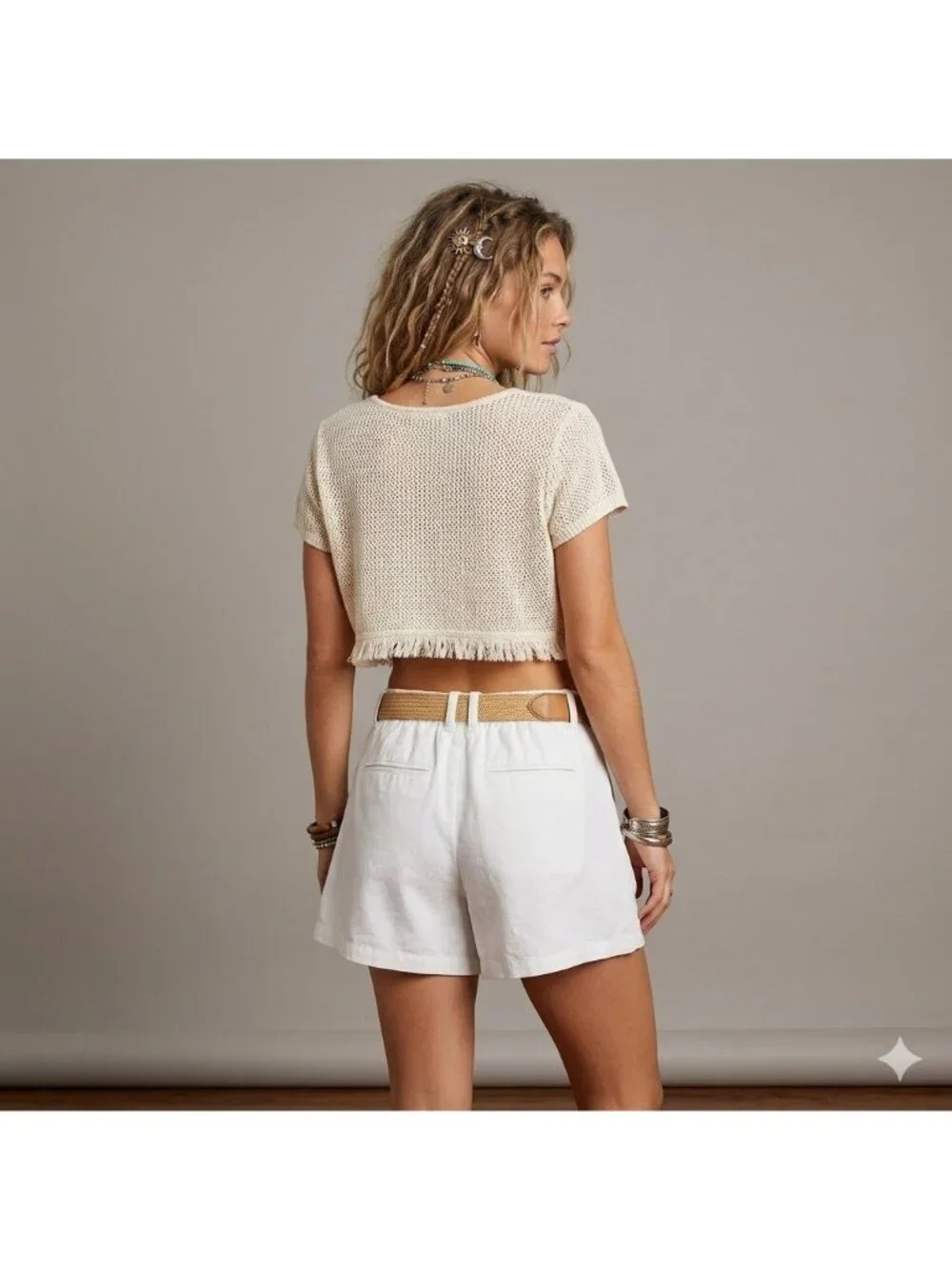Abercrombie & Fitch White Linen Womens Casual Shorts Size Small - Picture 4 of 11